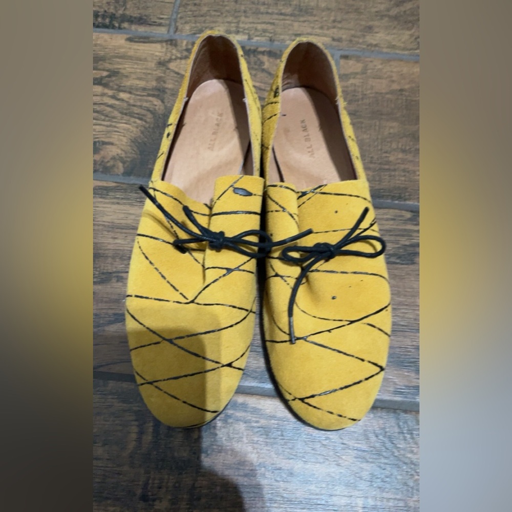 Yellow Suede loafers by ALL BLACK footwear